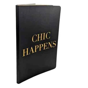 Chic Happens A5 Notebook Regolato - Nero con Lamina Oro, 192 Pagine, NUOVO - Foto 1 di 7
