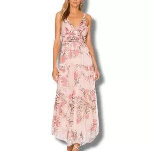 Vestido Hemant & Nandita Para Mujer Talla XS Kati Floral Midi Rosa Espalda Baja Nuevo con Etiquetas - Imagen 1 de 11