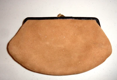Cartera monedero vintage/antigua de cuero gamuza tostado cambio 6" x 3 3/4" ANTIGUA Foto 1 de 3