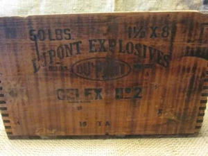 Caja de caja de explosivos Dupont vintage de madera antigua caza 10285 - Imagen 1 de 1