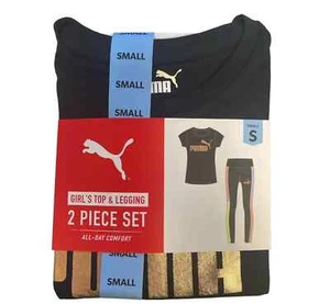 Puma Girl's Black/Coral 2 Piece Top and Legging Set - Sizes S/M/L/XL - NWT - Picture 1 of 3