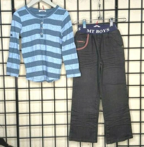 NEW NWT 2PC Outfit-Bue LS Shirt & Dark Denim Jeans Mini Treasure Kid PLUSH 5/6Y - Picture 1 of 12