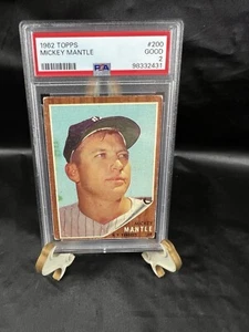 1962 Topps #200 Mickey Mantle PSA 2 Good New York Yankees HOF Newly Graded Slab - Picture 1 of 2
