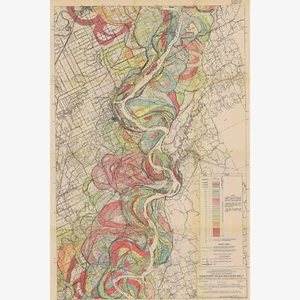 Cinturón de meandro del río Mississippi, mapa geológico de Harold Fisk, 1944- 4 de 15 - Imagen 1 de 11