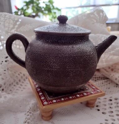 Jian Shui or Yixing Handmade Wood Fired Personal Teapot & Paradise Marble Chowki - Image 1 of 4