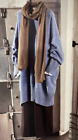 Eskandar O/S Denim Blue Jean Wool Cashmere Crewneck Tweed Tunic Sweater
