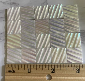 Vintage White Glass Square Luster No Shank Buttons Mosaic CHM-29 - Picture 1 of 4