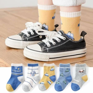 Kids Boys Cotton Socks Cute Warm Soft Solid Classic Spring Autumn Crew Socks - Picture 1 of 7