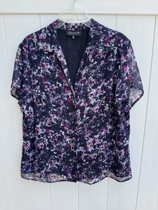 Jones New York Collection Woman Blouse Floral Purple Size 16W - Picture 1 of 4