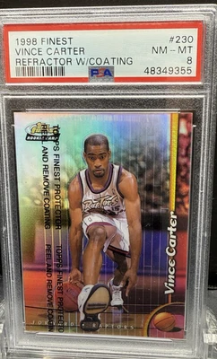 1998  FINEST   VINCE CARTER   REFRACTOR WITH COATING   #230     PSA 8 - Image 1 of 2