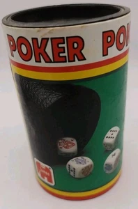 Vintage 1983 Jumbo Poker Dice Game – Cup, Instructions & Mixed Dice Lot - Picture 1 of 6