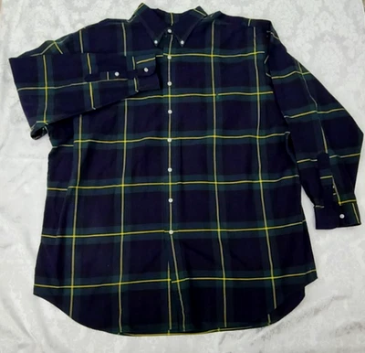 Ralph Lauren Men's Shirt 3XLT Navy Green Yellow Plaid Long Sleeve Cotton - Image 1 of 4