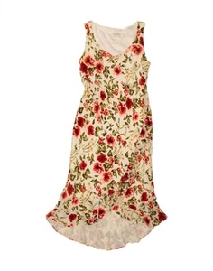 KALIKO Womens Sleeveless Mermaid Dress UK 16 Large Beige Floral Viscose VC07 - Picture 1 of 3