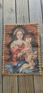 Vintage Tapestry European Mother and Child Madonna Wall Hanging - Picture 1 of 6