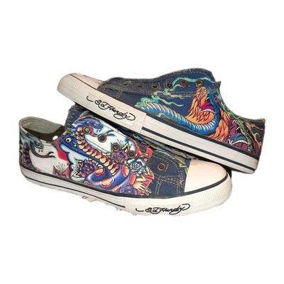 Ed Hardy Shoes Mens 11 Low Top Vintage Y2K Laceless Sneakers - Image 1 of 4