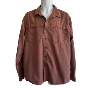 Wrangler Sporting Button Up Shirt Size Large Brown Nylon Polyester Blend - Picture 1 of 7