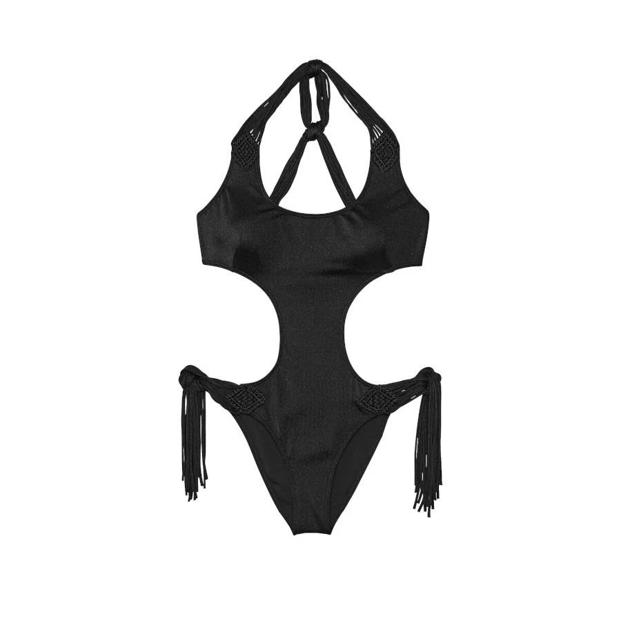 Victoria's Secret Archives Natación Macramé Flecos Monokini 1 PIEZA S *Negro* ¡NUEVO! Foto 1 de 3