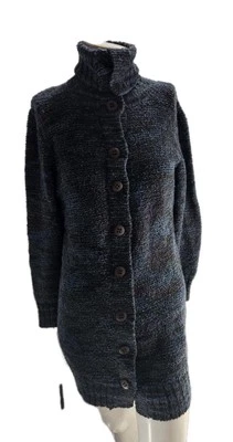 Peruvian Connection Women's Sweater Small Teal Wool Knit Turtleneck Cardigan... - Image 1 of 4
