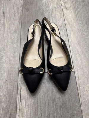 Cole Haan Women's Slingback Mini Heel Buckle Front Knot Black Size 7 - Image 1 of 4