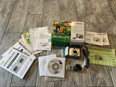Canon PowerShot A75 3.2MP Digital Camera Silver Y2K READ Video 3X Zoom Digicam - Image 1 of 4
