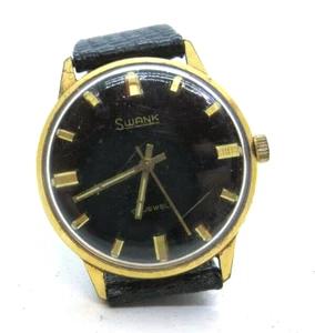 Vintage Men's SWANK 17 Jewel WRIST WATCH ( Black Dial) - Picture 1 of 4