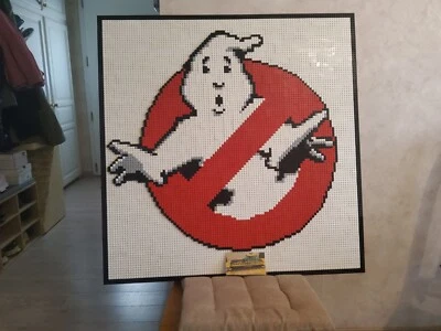 lego ghostbusters moc sos fantômes mosaïque logo  tableau - Photo 1/2