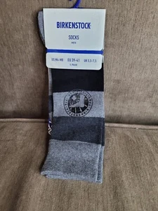 NEW Birkenstock Fashion Print Mens M 6 - 8 Gray Striped Socks - Picture 1 of 4