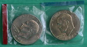 1978 P and D Eisenhower Dollar Coins from US Mint Set BU Cello 2 Coin $1 Ike - Picture 1 of 3