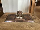 Antique Art Nouveau English Beldray Handled Copper Inkstand, Inkwell Ink well