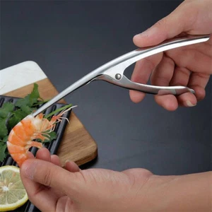 Stainless Steel Prawn Peeler Shrimp Deveiner Peel Device Creative Tools Silver - Imagen 1 de 10