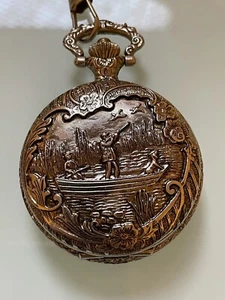 New Majestime Duck Hunt & Flowers Antimagnetic pocket watch - Hand Wind - Chain - Picture 1 of 5