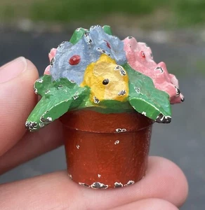 RARE Hubley Cast Iron Flower Bouquet Place Card Holder Hand Enameled - Picture 1 of 11