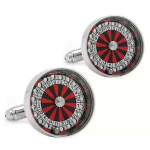 ROULETTE RAD MANSCHETTENKNÖPFE Glücksspiel beweglicher Ball NEU mit GESCHENKTÜTE Paar Hochzeit Bräutigam - Bild 1 von 3