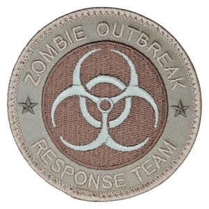 ZOMBIE OUTBREAK RESPONSE TEAM BIOHAZARD SYMBOL DESERT TACTICAL HOOK PATCH - Picture 1 of 2