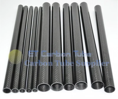 2mm Thickness 3K Carbon Fiber Tube 8 10 12 14 20 22 24 30 40 60 64 1-2pcs L500mm - Image 1 of 4
