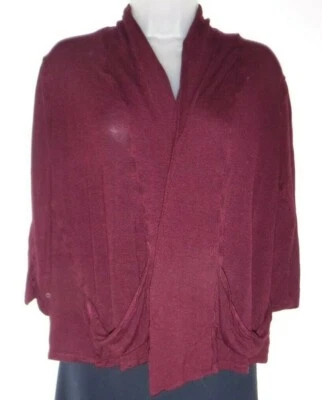Cárdigan para mujer French Laundry mediano borgoña frente abierto manga 3/4  Foto 1 de 4
