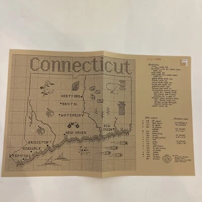 MAP OF CONNECTICUT Cross Stitch Pattern Sue Hillis Designs Vintage 1979 - Image 1 of 2