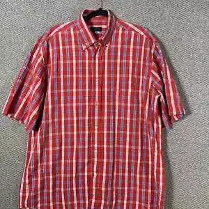 Paul & Shark Yachting Mens Shirt XL Red Plaid Button Up Short Sleeves Casual - Picture 1 of 11