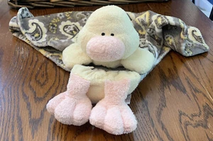 Manta de peluche Ty Pluffies Puddles Yellow Duck 2002 gris - Imagen 1 de 6