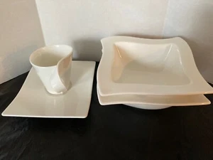 Villeroy & Boch New Wave White 1748 Cup & Saucer Plus Cereal Bowls Set of 2 - Picture 1 of 2
