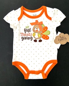 Baby Essentials Infant Baby Girl 1-Piece Creme 'My First Thanksgiving' Bodysuit - Picture 1 of 2