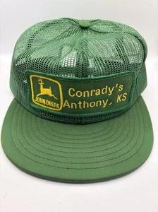 Vintage Green John Deere Mesh Baseball Cap Trucker SnapBack Hat Tractor Conradys - Foto 1 di 5