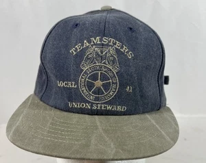 Teamsters 41 Union Cap Hat Denim/ Beige Adult Adjustable Embroidered USA Made - Picture 1 of 7
