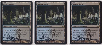 MTG Watery Grave Ravnica: City of Guilds Foil x3 SIGNED By Rob Alexander!! - Image 1 of 4