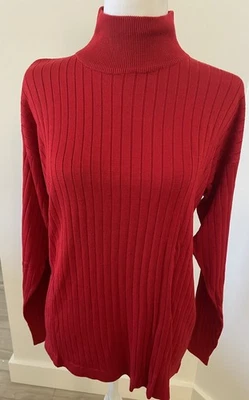Preston & York Women’s Sz. M Red 100% Spun Silk Turtleneck Pullover Sweater - Image 1 of 4