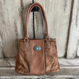 Trinity Ranch Western Handtasche verdecktes Tragen Leder Rindsleder Schultertasche cognac - Bild 1 von 13