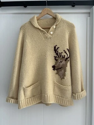 Pulôver vintage anos 40/50’s Cowichan suéter de malha Rockabilly - Imagem 1 de 4