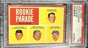 1962 Topps #597 Rookie Parade Infielders PSA 7 ¡Casi nuevo! RC McKnight, Semke, Samuel - Imagen 1 de 2