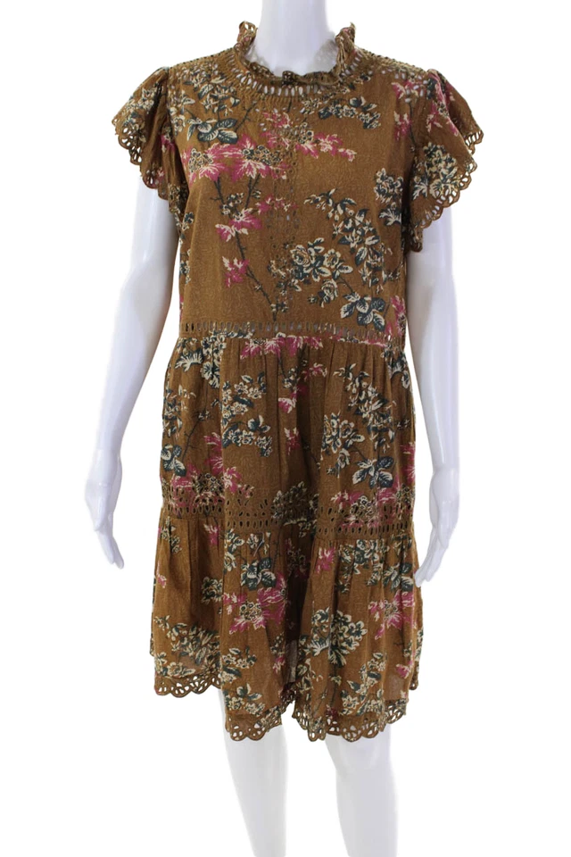 Море женщин Riuffle трепетать рукава отверстие ярусный мини-платье цветочный размер 12 - Изображение 1 из 4