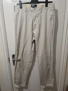 Polo Ralph Lauren Chatfield Pant Chinos Pleated Trousers Men's W34 L32 Beige - Picture 1 of 11